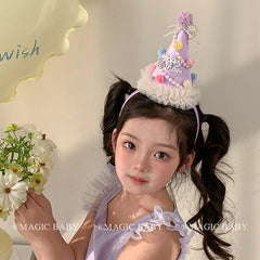 Cute Sweet Birthday Cake Headband for Baby Girls Luxurious Glitter Hair Accessories Children's Stock
