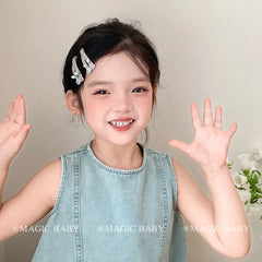 Simple Fashion Solid Color Silver Hair Clips for Baby Girls Bowknot Star Snap Clips for Kids Children Hair Accessories in Stock