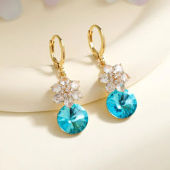 Fashion Ocean Tassels Glitter Floral Drop Earrings for Girls Elegant Rhinestone Jewelry for Women Ladies Accessories Wholesale