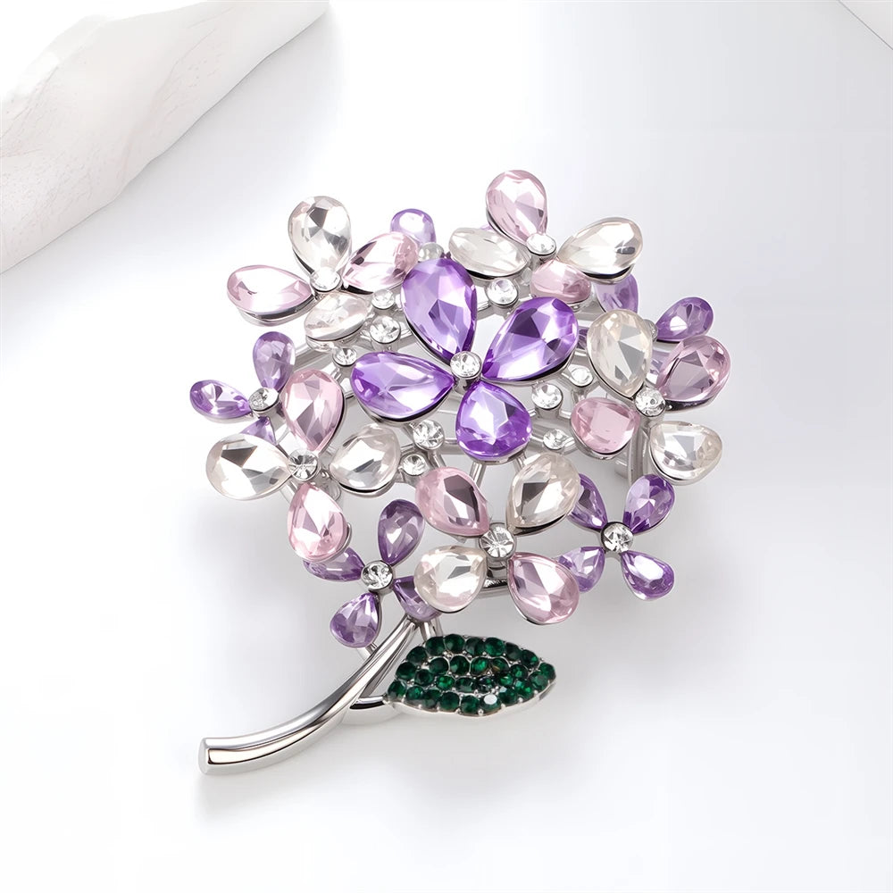 Fashion Glitter Sparking Rhinestone Brooches for Girls Sweet Flowers Floral Pins Jewelry for Women Ladies Accessories Wholesale