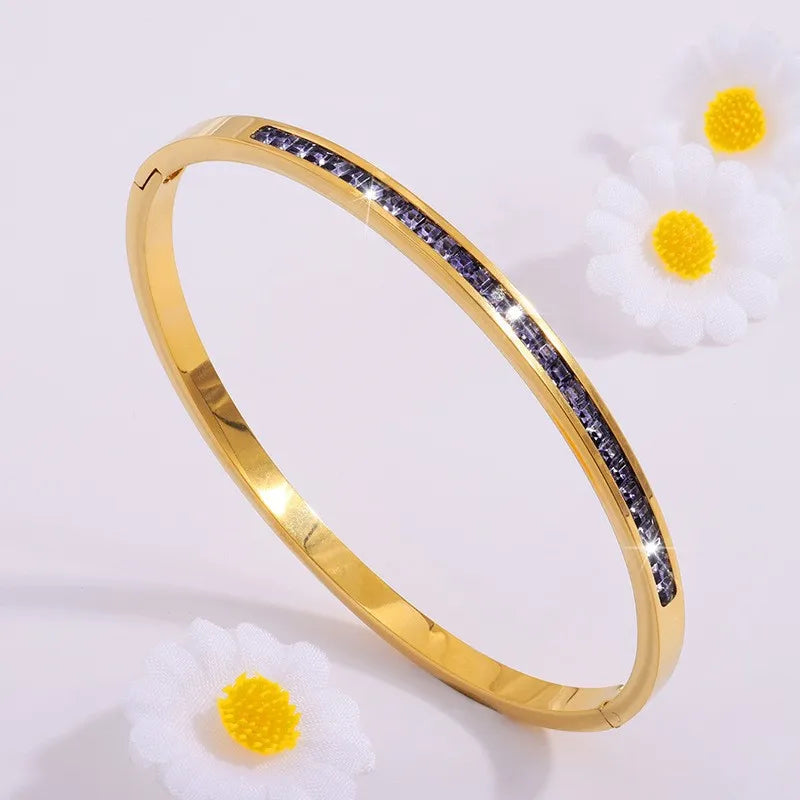 Fashionable Colorful Micro-Zircon Bracelet Glitter Stainless Steel Non-fading High-end Dainty Women's Jewelry Accessories Bulk