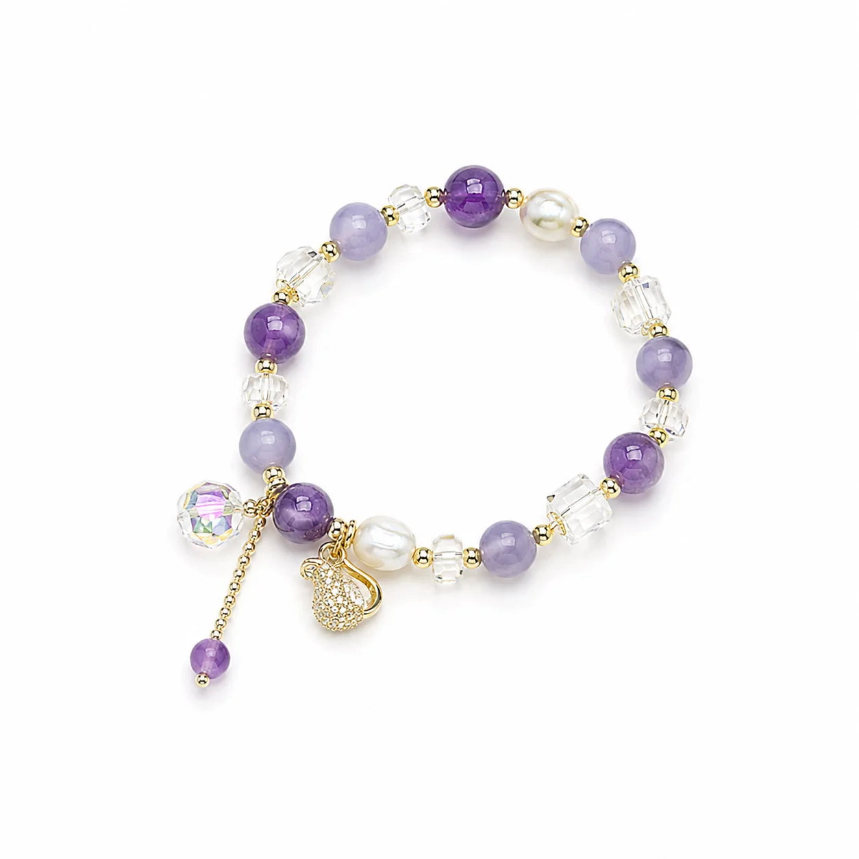 Fashion Natural Stone Crystal Freshwater Pearl Beads Bracelets for Girls Sweet Lucky Jewelry for Women Ladies Wholesale Bulk