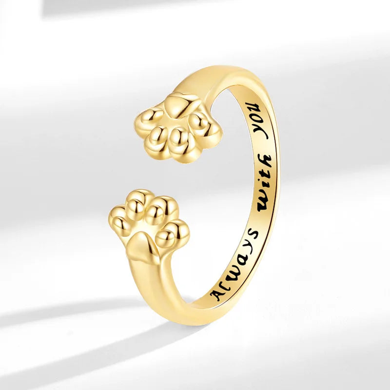 European and American Fashion Paw Open Ring Tail Cute Customizable Special Rings for Men Women Adjustable Accessories Wholesale