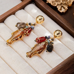 Fashion Czech Beads Natural Stone Beads S925 Silver Boho Drop Earrings for Girls Jewelry for Women Lady Wholesale China Factory