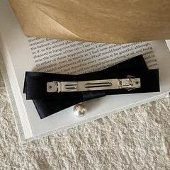 2025 Hot Sale Elegant Chic Hair Accessories for Women & Girls Classic Simple Black Snap Hair Clips Alloy & Fabric for Parties