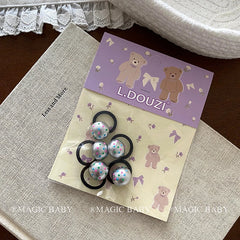Kids Minimalistic Star Heart Circle Decorative Black Elastic Hair Ties Fashion Cute in Stock Scrunchies Accessories for Daily