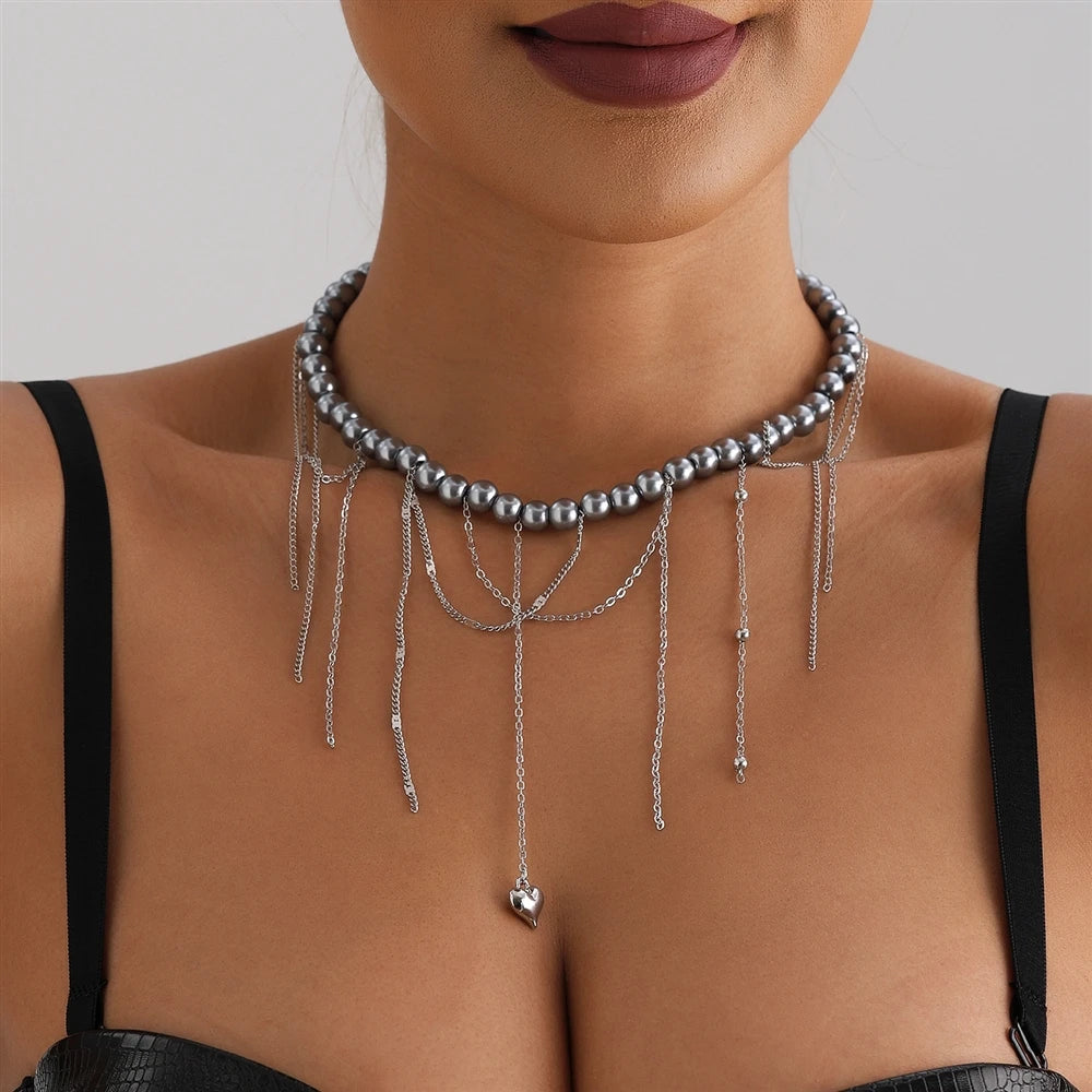 Fashion Tassel Heart Shaped Simple Necklaces for Girls Beads Spicy Sweet Jewelry for Women Ladies Accessories Chinese Supplier