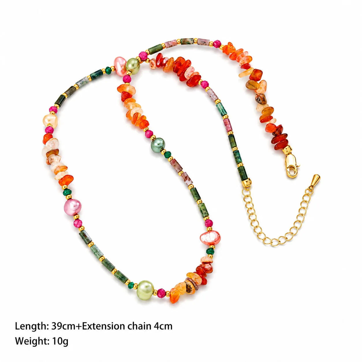 Fashion Freshwater Pearl Red Agate Natural Stone 18K Gold Plated Necklaces for Girls Vintage Jewelry for Women Ladies Wholesale