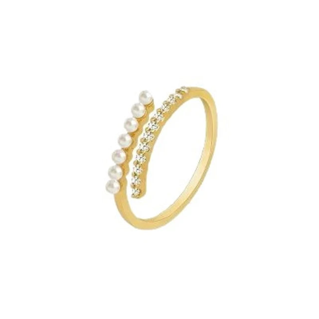 Double-layer Imitation Pearl Rings for Women Japanese Sweet Light Luxury Fashionable Rings Dainty Elegant Jewelry Accessories
