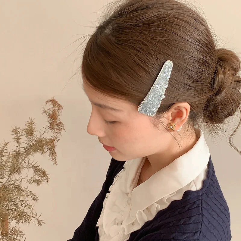 Women Fashion Solid Color Glitter Luxurious Hair Clips for Girls Elegant Sweet Snap Clips for Ladies Hair Accessories in Stock