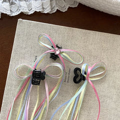 Colorful Ribbon Bowknot Fabric Hair Claw Clips Cute Princess Style Glitter Accessory for Baby Girls and Kids for Party