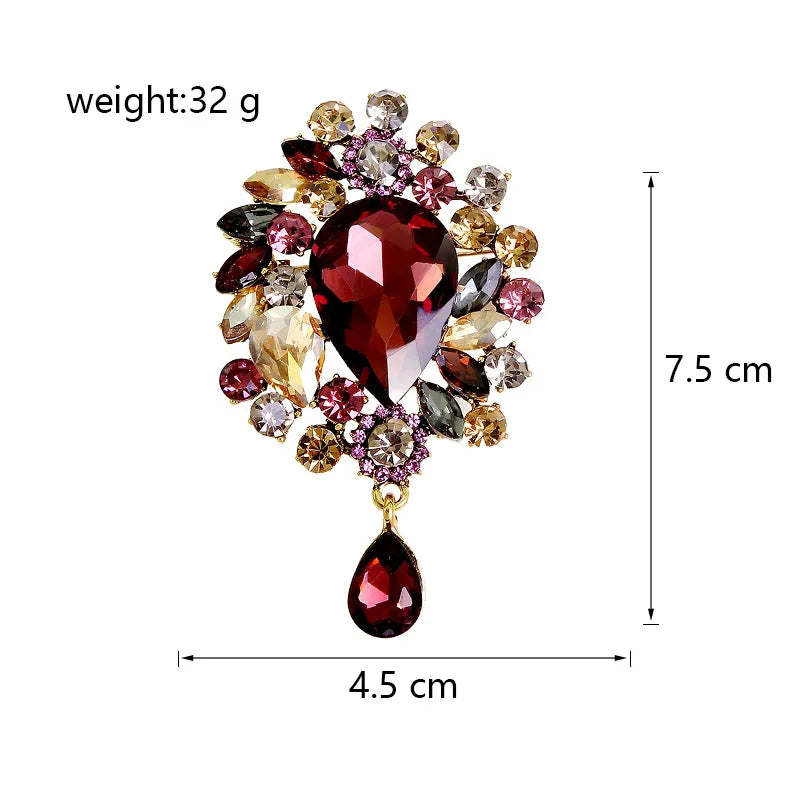 Fashion Glitter Sparkle Luxury Vintage Retro Brooches for Girls Elegant Crystal Trendy Jewelry for Women Ladies Accessories
