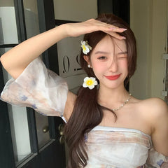 Classic Cute Yellow Flower Hair Clips for Girls Elegant Fashion Vacation Trendy Alligator for Women Ladies Hair Accessories