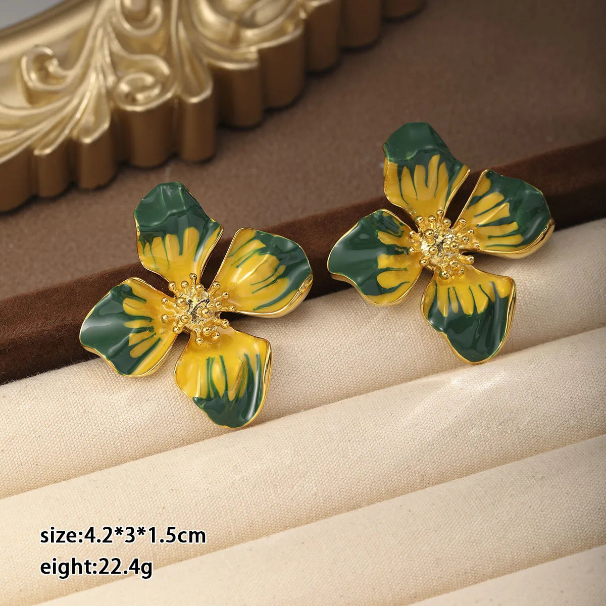 Fashion Bold Flower Boho S925 Silver Copper 18K Gold Plated Stud Earrings for Girls Trendy Jewelry for Women Ladies Wholesale