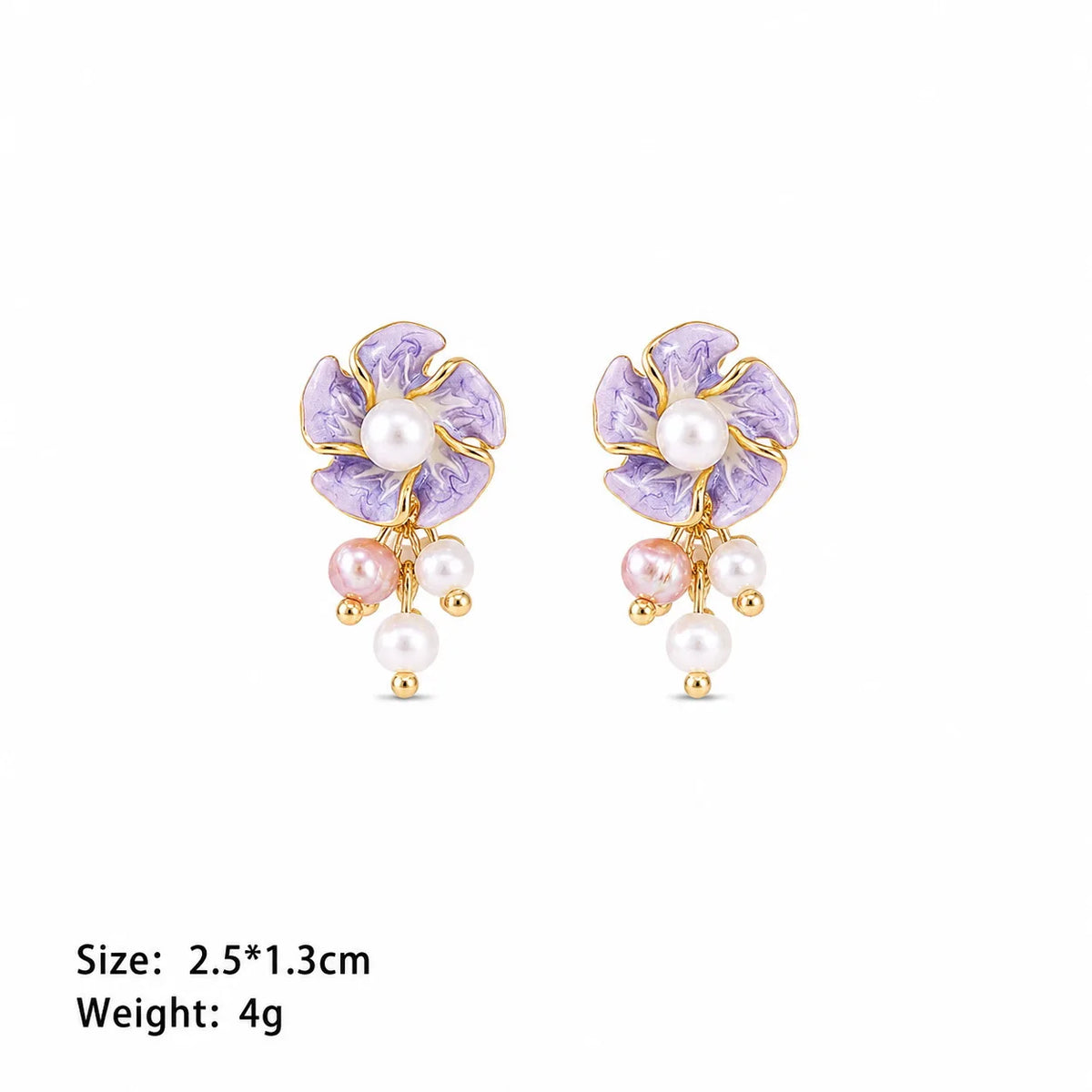 Women Pink Purple Flower Shape S925 Silver Freshwater Pearl Earring Fashion Charms Elegant Factory Price in Stock Daily Jewelry