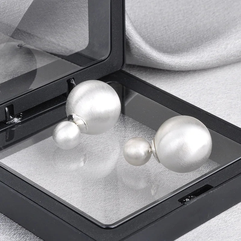 Metal Brushed Double Ball Stud Earrings Women Fashion High-end Personalized Earrings European and American Ear Accessories Bulk