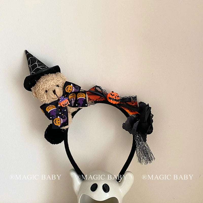 Halloween Headband for Kids Bow Pumpkin Skull Spooky Cute Hairband Children Costume Party Hair Accessories Trick or Treat Gift