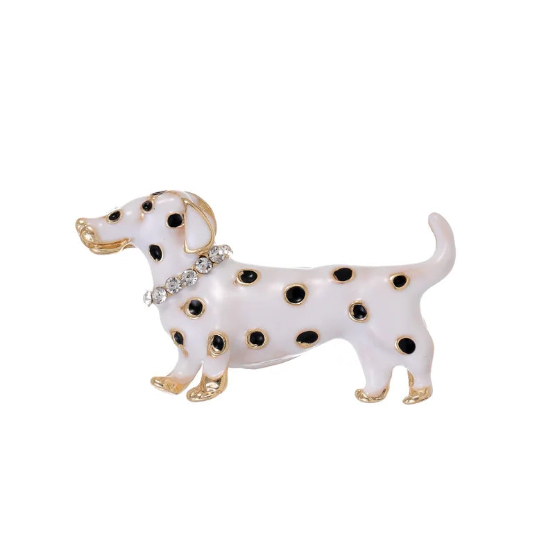 Fashion Polka Dot Dachshund Puppy Dog Brooches for Girls Trendy Cartoon Dog Pins Jewelry for Women Ladies Accessories Wholesale