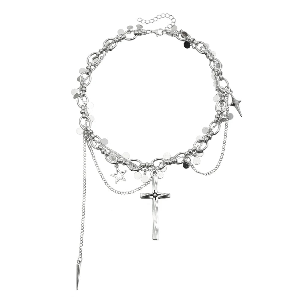Fashion Gothic Cross Layered Wearing Necklaces for Girls Sweet Spicy Jewelry for Women Ladies Accessories Chinese Supplier