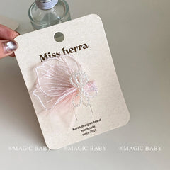 Girly Aesthetic Pink White Flower Imitation Pearl Bowknot Small Alligator Clips Sweet Fashion in Stock Kid Hairpins Accessories