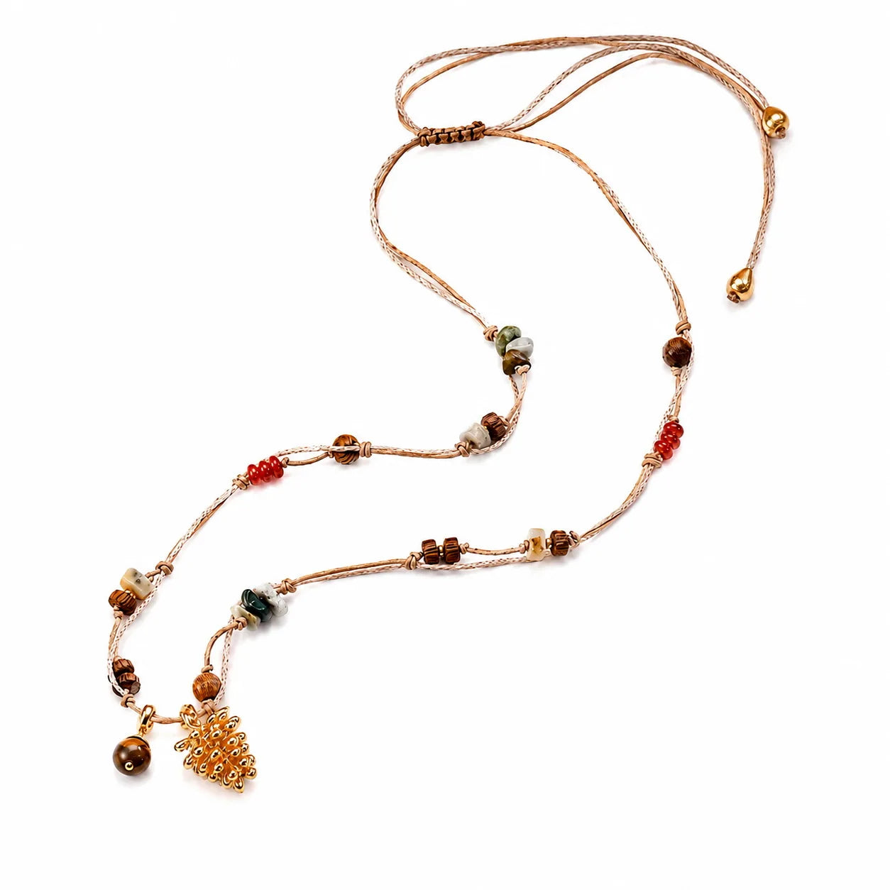 Women Natural Stone Copper Shell Bodhi Seeds Bracelet 18k Gold-plated Necklace Vintage Fashion in Stock Jewelry for Causal Daily