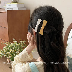 French Style Mini Solid Color Bowknot Acetate Hair Snap Clips for Girls Women Classic Simple Sweet Hair Accessories for Party