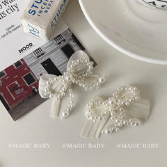 Minimalistic Bowknot Imitation Pearl Hair Clips for Baby Girls Classic Chic Alligators for Kids Children Hair Accessories