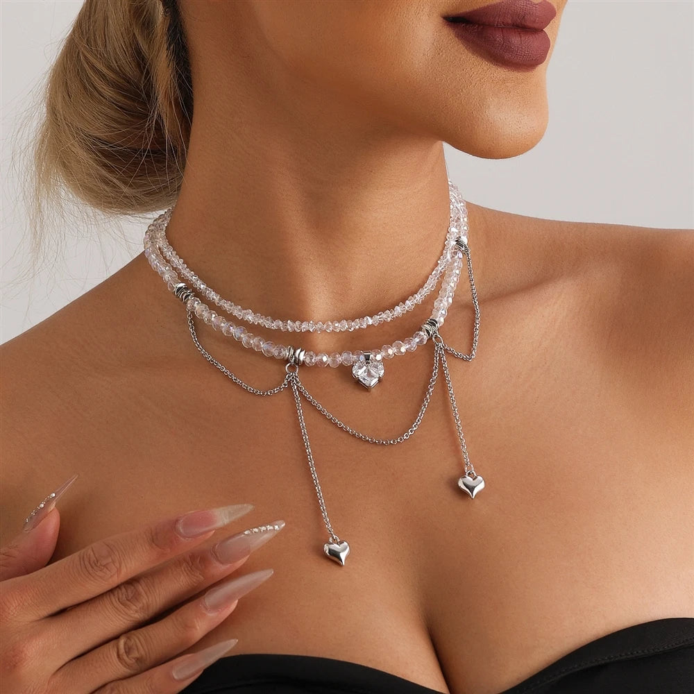Fashion Sweet Cute Heart Shaped Necklaces for Girls Dainty Fine Princess Style Jewellry for Women Ladies Accessories Wholesale