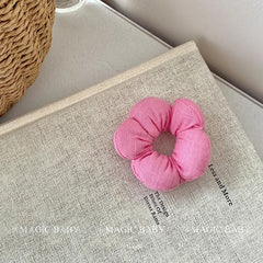 Sweet Solid Color Plaid Dot Stripe Flower Scrunchies Cute Hair Ties for Baby Girls Fashionable Hair Accessories for Kids