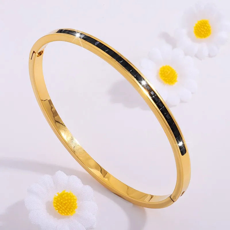 Fashionable Colorful Micro-Zircon Bracelet Glitter Stainless Steel Non-fading High-end Dainty Women's Jewelry Accessories Bulk