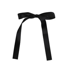 Hot Sale Black Solid Color Bowknot Long Ribbon Alligator Fashion Elegant Minimalistic Hair Claw Clips Accessory for Women Daily
