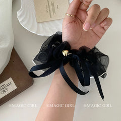 Hot Sale Black Large Durable Elastic Women Hair Claws Graceful Stylish Ribbon Heart Decorative Wholesale Hair Clips Accessories