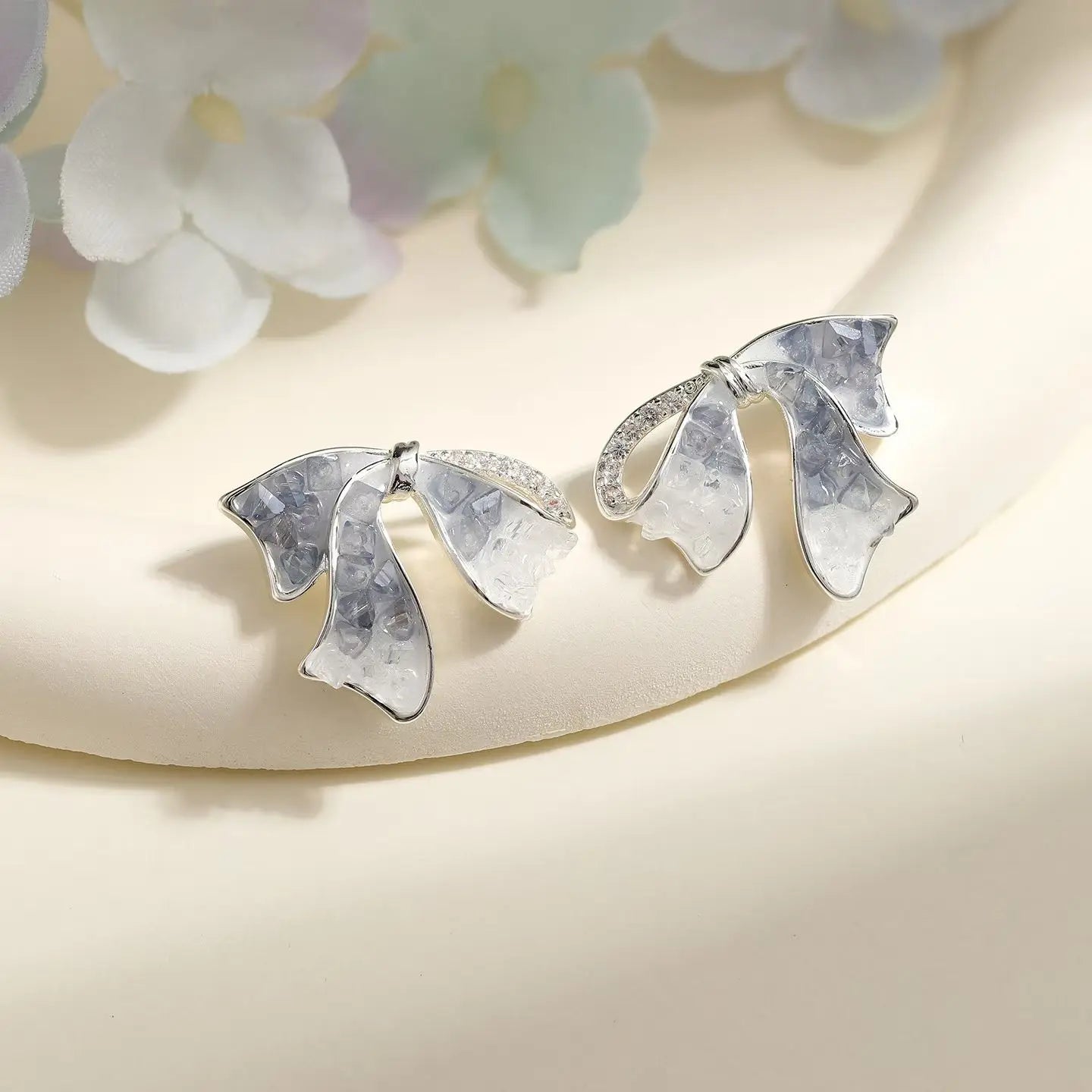 Girls Aesthetic Bow Pink Blue Small New Design Stud Earring Fashion Sweet Elegant High Quality Jewelry Accessories for Women Use