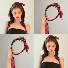 Hot Sale Women Red Green Ribbon Dots Comb Headband Fashion Elegant Wholesale in Stock Hairbands Accessories for Female Daily