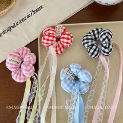 Flower Fashion Ribbon Lace Scrunchies for Baby Girls Sweet Cute Kawaii Hair Ties for Kids Children Hair Accessories in Stock