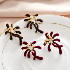 Women's Flocked Irregular Organic Branch Stud Earrings Cubic Zirconia Unique Trendy Exquisite Earrings Accessory Autumn Winter