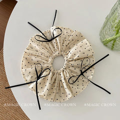 Girls' Elegant Hair Accessories French Style  Polo Dot Bowknot Hair Ring Gentle Large Hair Ties Vintage High Quality Scrunchies