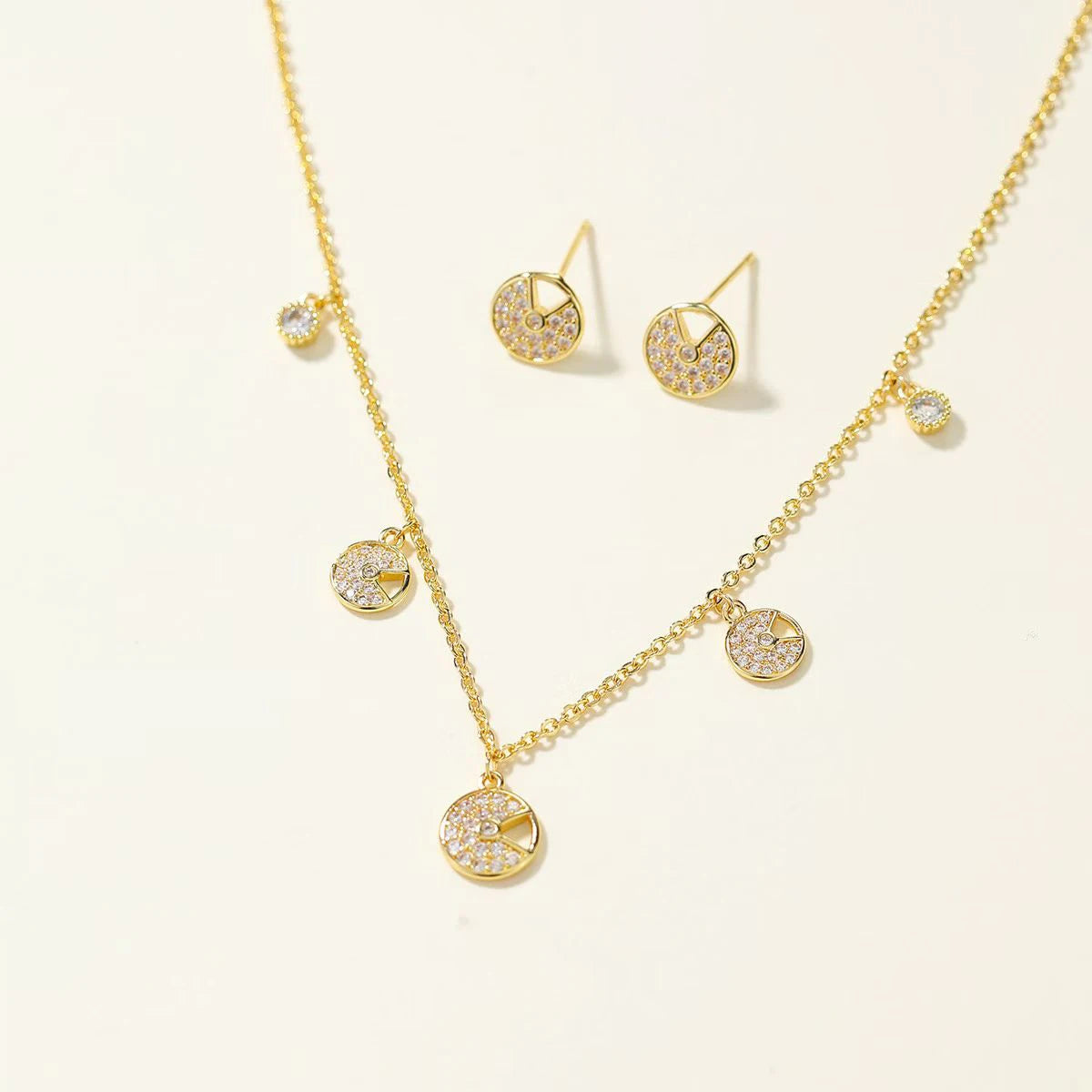 Fashion Trendy Stylish Refined Luxury Necklaces for Girls Sweet Stud Earrings Jewelry Sets for Women Ladies Accessories Chic