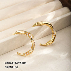Fashion Copper 18K Gold Plated S925 Silver Imitation Pearl Hoop Earrings for Girls Trendy Jewelry for Women Ladies Wholesale