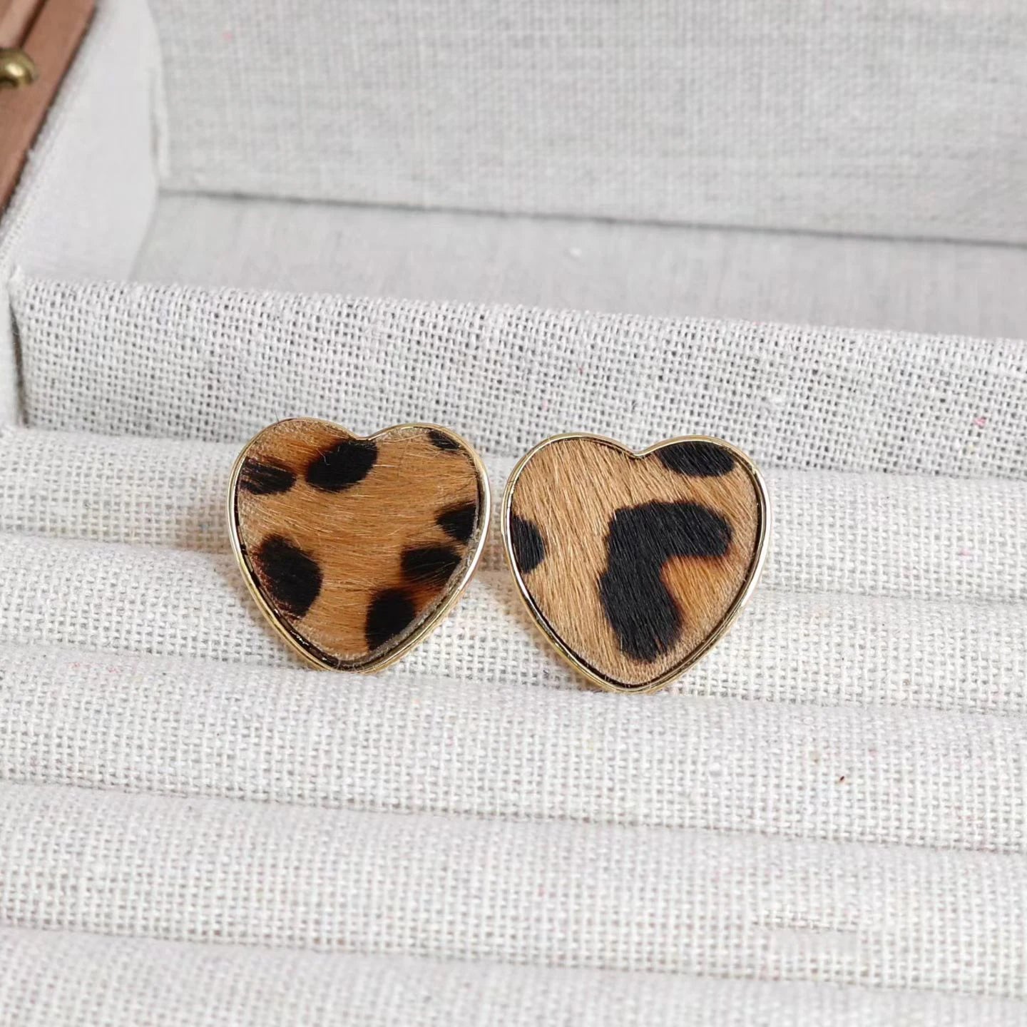 Women Heart Square Circle Shape Leopard Print Small Stud Earring Fashion Elegant Simple Bulk Order Jewelry Accessories for Daily