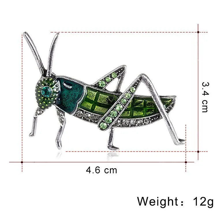 Fashion Insects Cricket Trendy Animals Glitter Brooches for Girls Stylish Cool Special Pins Jewelry for Women Ladies Accessories