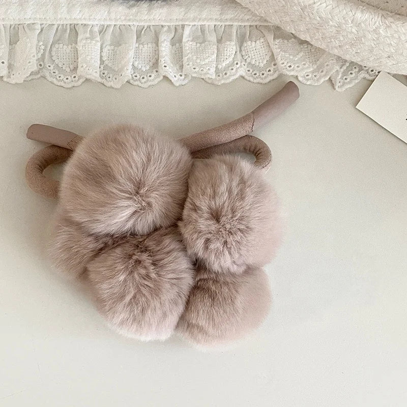 Women Plush Elastic Hair Ties Soft Fur Bow Hairband for Girl High-end Quality Korean Sweet Style Hair Ring Wholesale Accessories
