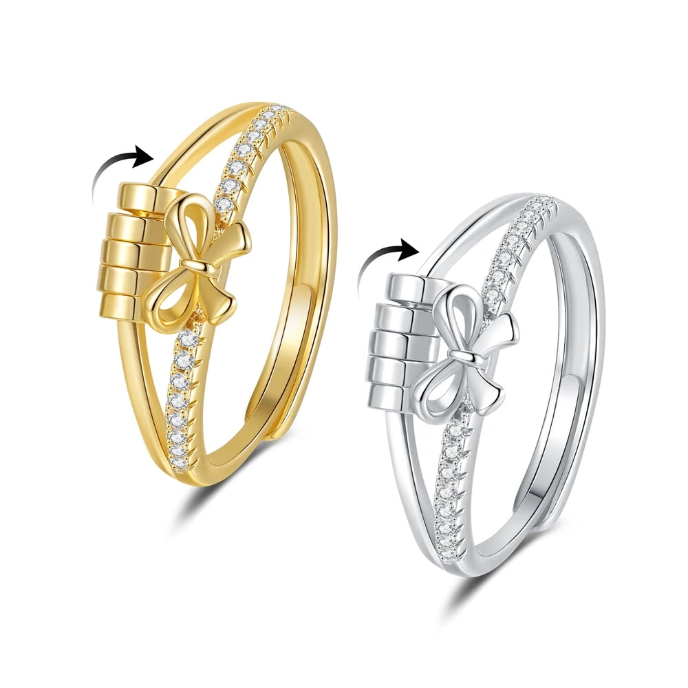 Magic Crown Rotating Bead Rings Stress Relief and Anxiety Fashion Trendy Heart Open Setting Rings Unisex Accessories Wholesale