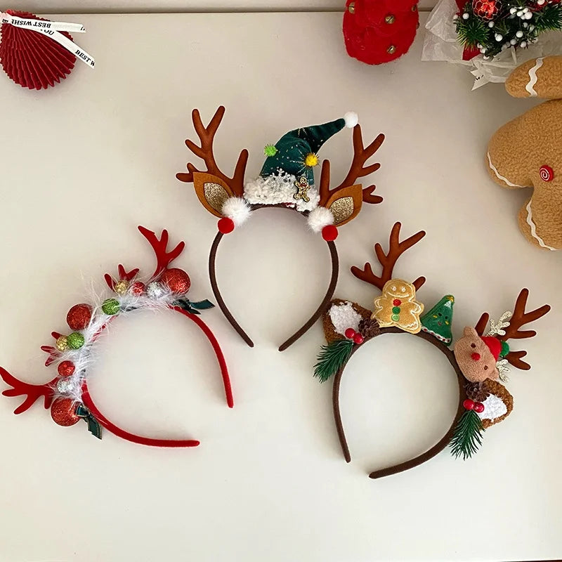 2025 Christmas Classic Deer Santa Claws Hair Band for Baby Girls Cute Sweet Head Band for Kids Children Hair Accessories Chic