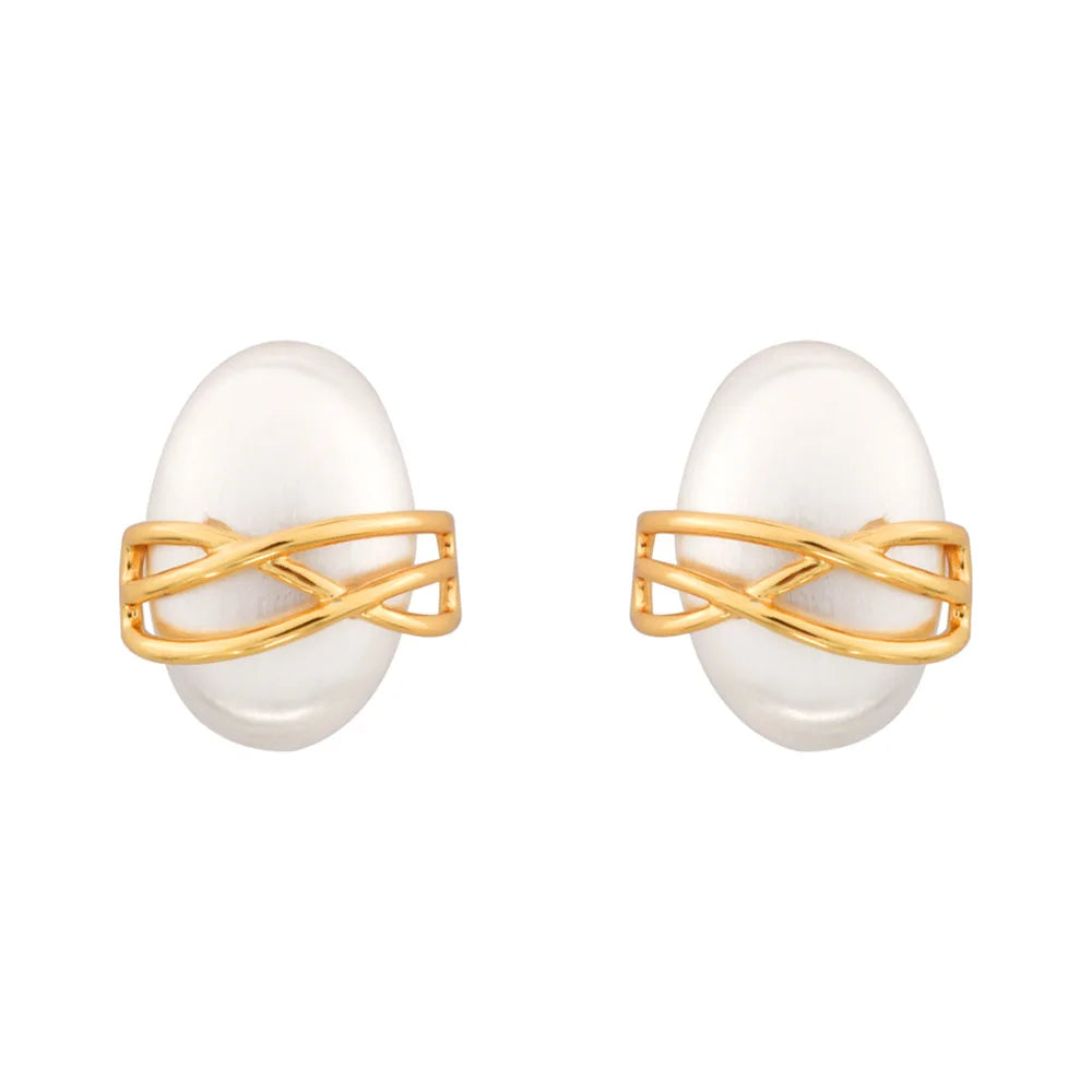 Female Niche Fashion Stud Earrings Geometric Wrapped Brushed-look Earrings for Women High-end Elegant Fashion Earrings Wholesale