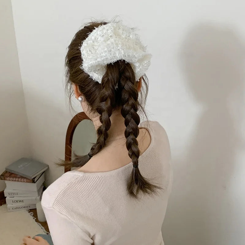 Female Autumn Winter Hot Sale Solid Color Thick Thin Hair Large Scrunchies Fashion Sweet Elegant in Stock Hair Ties Accessory