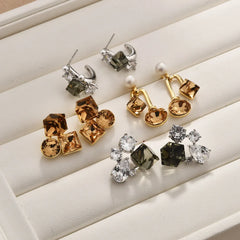 Female Fashion Hoop Earrings Super Flash Fine Sugar Copper Zircon Earrings Light Luxury High Elegant Fashion Ear Jewelry Bulk