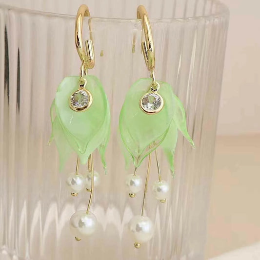 Ladies Imitation Pearl Hot Sale Blue Green Pink Drop Earring Sweet Elegant Fashion Dainty Bulk Jewelry Accessories for Causal