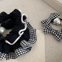 Female Black Imitation Pearl Hair Ties Elegant Fashion Simple Ponytail Holder in Stock Scrunchies Accessories for Women Office