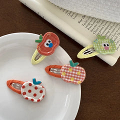 Fashion Sweet Cute Apple Fruits Plaid Hair Clips for Baby Girls Stylish Kawaii Snap Clips for Kids Children Hair Accessories